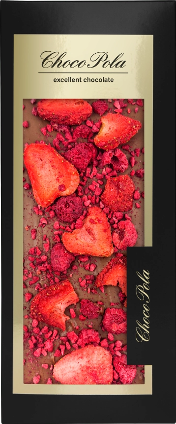 ČOKOLÁDA MLÉČNÁ CHOCOPOLA - malina, jahoda